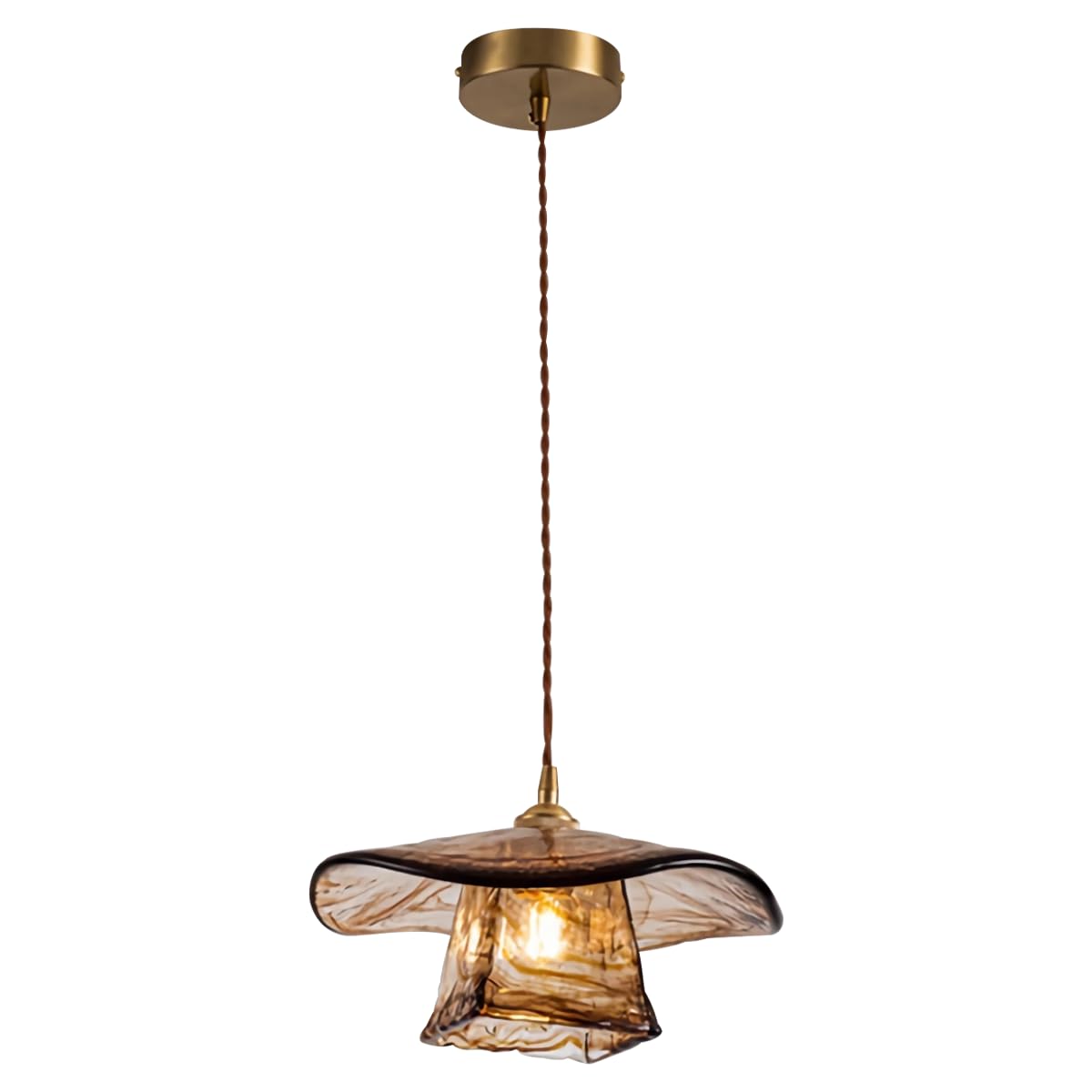 Amber Glass Hanging Light Living Room Pendant Light 9.84"