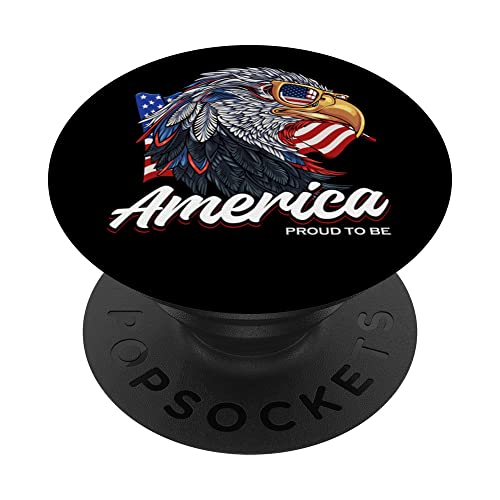 Happy 4th of July Patriotic Eagle America Flag Lunettes de soleil PopSockets PopGrip Interchangeable