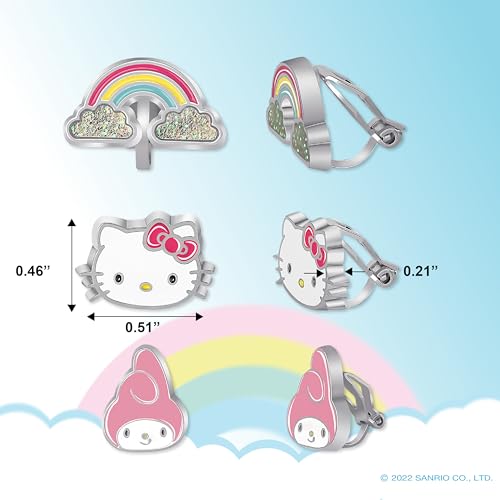 Sanrio Hello Kitty & Friends Earrings – Officially Licensed Jewelry for Women – 3-Pair Sets with Stud & Clip-On Styles3