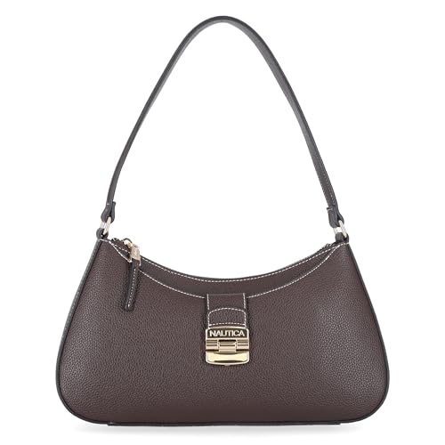 Nautica Bolsa Voyager Hobo para mulheres, bolsa feminina de couro vegano, bolsa de ombro grande com fecho de zíper
