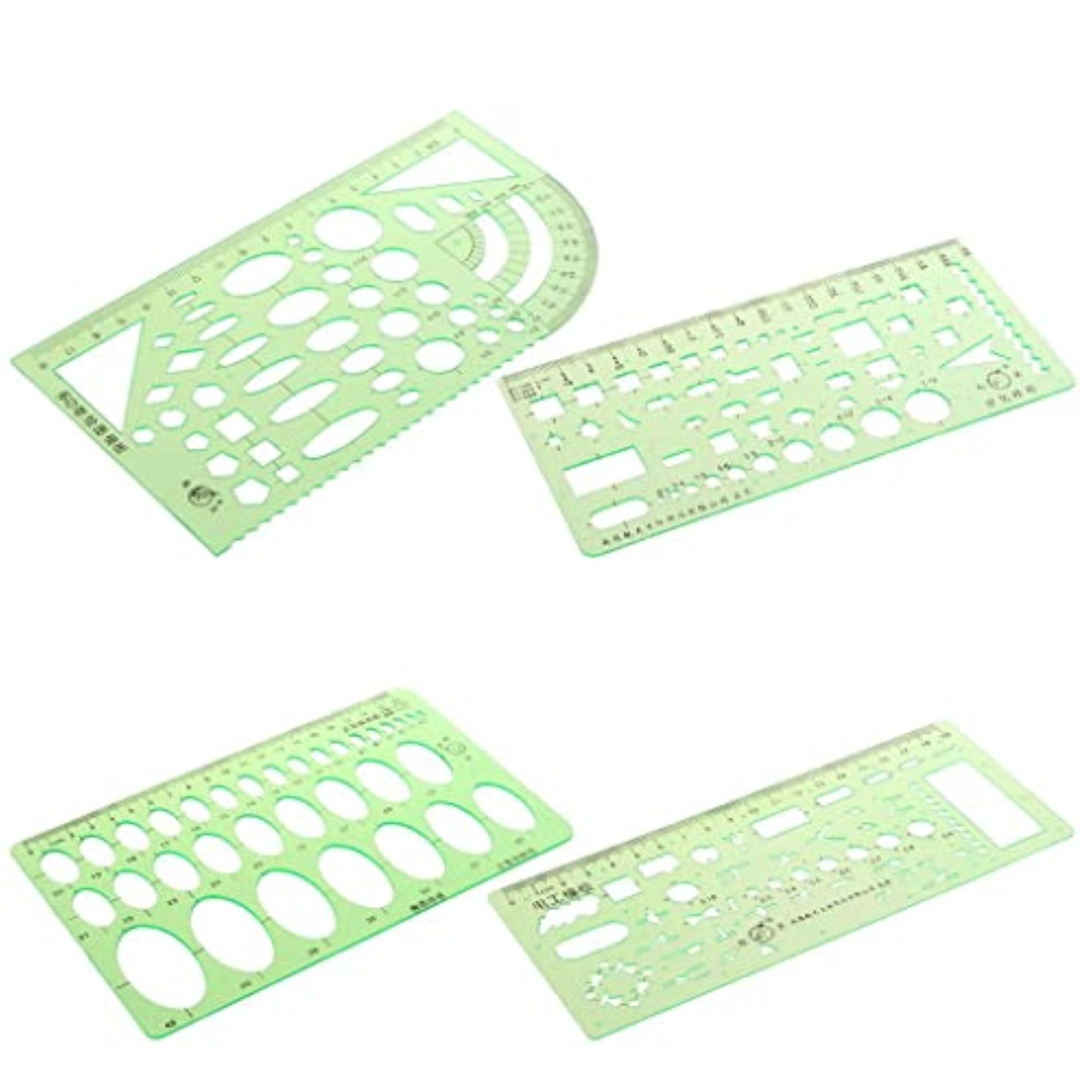 Green Drafting Tool Ruler Geometric Oval Template for Students