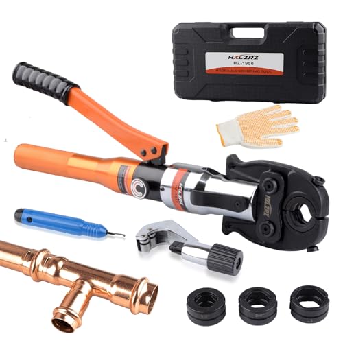 HZLZRZ ProPress Tool Copper Tube Fittings Hydraulic Copper Pipe Crimping Tool with 1/2,3/4 and 1...