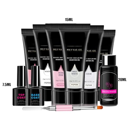 Nail Extension - nail polish | false nails with glue , Beetles Easy Gel Tips Extension Kit - 2 in 1 Glue Base Coat, Pre-shaped Colours Red White Brown Nude Gels Nails Polish Gels - Image 5