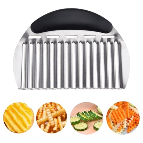 NULIZL Crinkle Cutter for Veggies Potatoes, Stainless Steel Wave Knife, Kitchen Crinkle Cutter Knife Chipper Salad Chopping Cucumber Carrot Fruit Vegetable