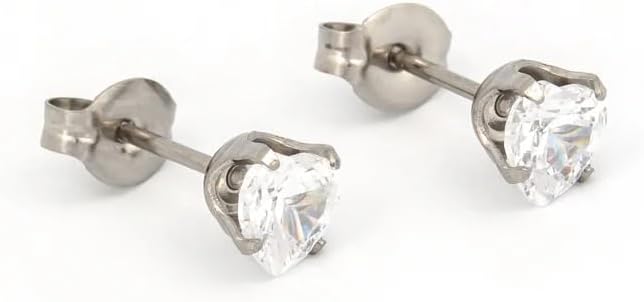 STUDEX Sensitive Crystal Heart Stud Earrings 6x6mm | Hypoallergenic and Nickel Safe for Sensitive Ears | Surgical Stainless Steel Posts | High Fashion Earrings for Women and Men-PR-647W-S