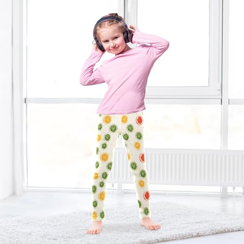 Retro Lemon Simple Prints Girls Leggings Soft Comfortable Athletic Leggings Dancing Pants for 4-10 Years4