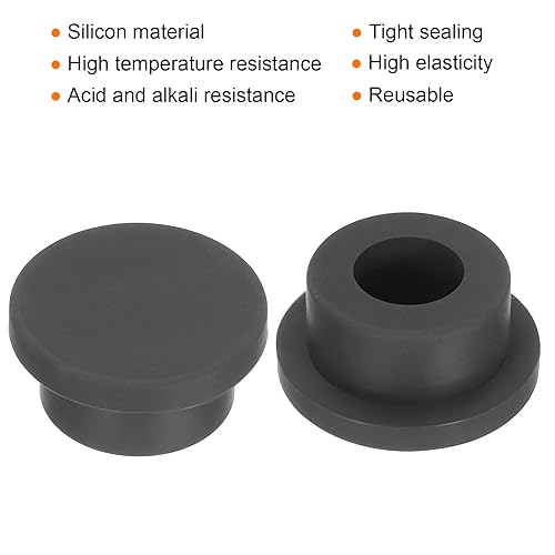 Image of UXCELL High Temp Silicone T-Shaped Rubber Stopper Plugs - Dia 22mm /0.86 inch, Black, Pack of 10 (OD 29mm) for Powder Coating, Plating, Waterproof Sealing