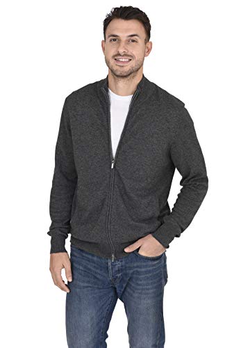 Cashmeren Men's Mock Neck Zip Up Cardigan 100% Merino Wool Classic Knit Long Sleeve Zipped Down Sweater3