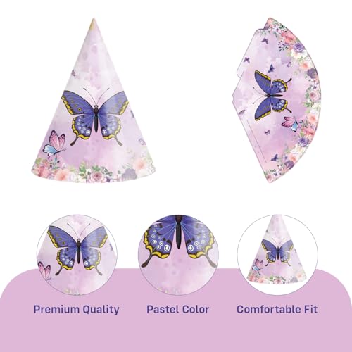 Image of Party Propz Butterfly Theme Birthday Caps For Kids-10 Pcs, Birthday Hats for Kids, Butterfly Theme Cap For Baby Boy, Butterflies Cap for Bday,HBD Caps for Kids (Cardstocks)
