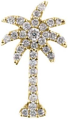 14K Yellow Gold .50 Ct Diamond Palm Tree Pendant with 18" Chain