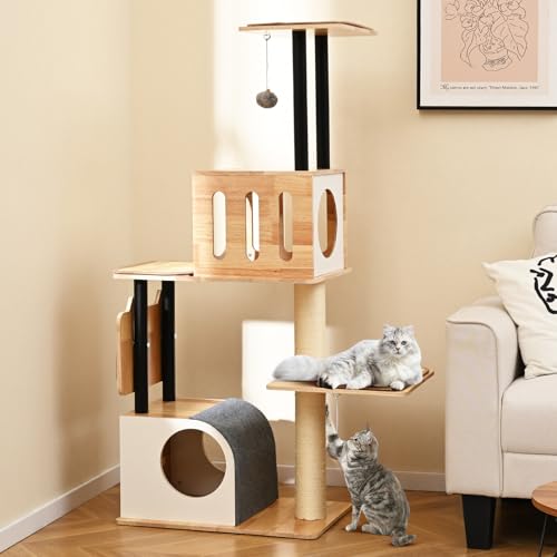 Tangkula Modern Cat Tree torre para gatos multi-nivel miniatura 2