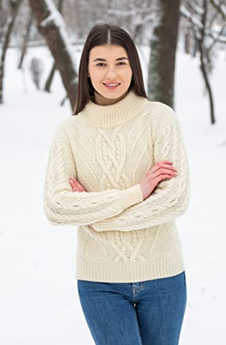 SAOL Irish Sweater for Women Made of 100% Merino Wool Ireland Pullover4