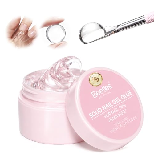 Beetles Gel Polish 15g Solid Nail Glue Gel for Nail Tips, Hands-Free Hold UV Glue Gel