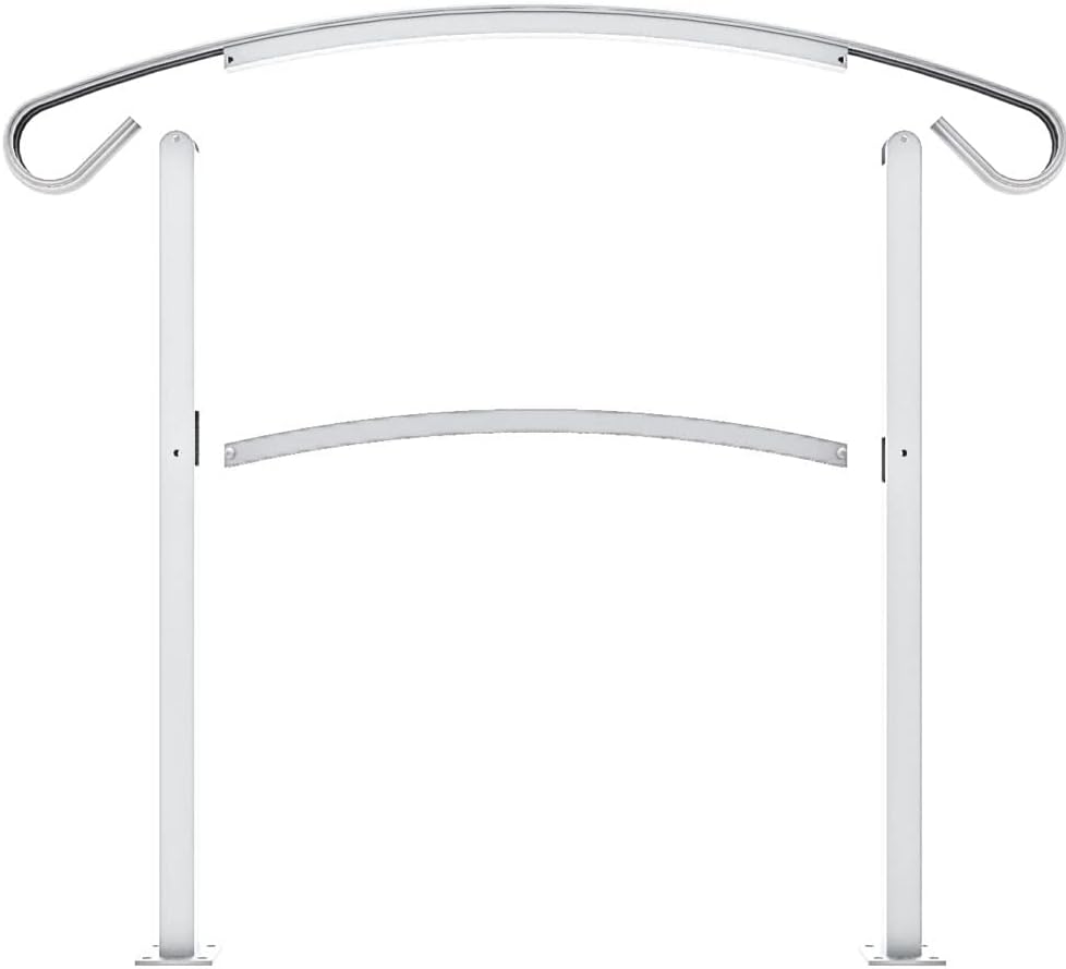 White Aluminum 3-Step Handrail Kit for Porch Stairs