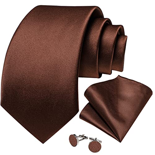 Image of DiBanGu Mens Solid Color Tie and Pocket Square Set Woven Silk Plain Necktie & Handkerchief for Men Wedding Party Formal