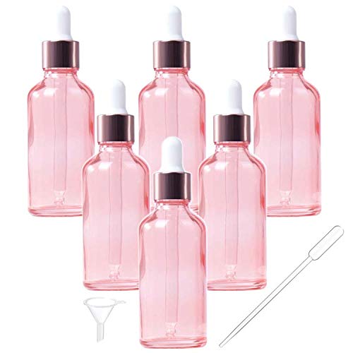 Kesell 8 Flaconi Contagocce Rosa Da 15 Ml In Vetro Con Tappo Oro Rosa E 2 Imbuti | Vuoti E Ricaricabili Per Oli Essenziali, Profumi E Campioni Fai Da Te