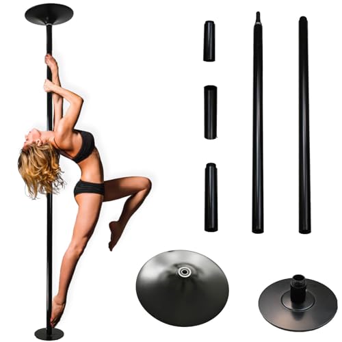 TRUTZHOLM Pole Dance Stange | Höhenverstellbar 220274 cm | Static & Spinning Funktion | Montage ohne Bohren | für Training & Akrobatik | Turnstange | Indoor | 200 Kg Traglast | Tanztraining (Schwarz)
