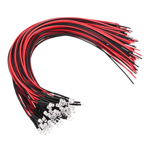 PATIKIL 3mm LED Diode Light, 40 Pcs 24V DC Pre Wired Mini LED Lights Bulb Light-Emitting Lamp for RC DIY Indicator Lighting, Blue Light