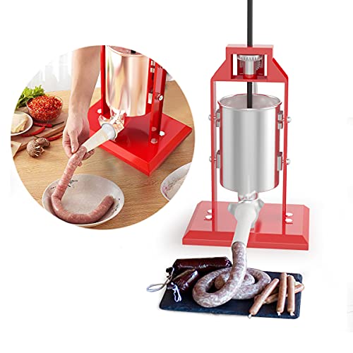 Foto von GIANTEX Profi Wurstfüller 3L, Edelstahl Wurstmaschine Wurstfüllmaschine manuell, Wurstspritze Wurstpresse mit 4 Füllrohre für Hausgemachte