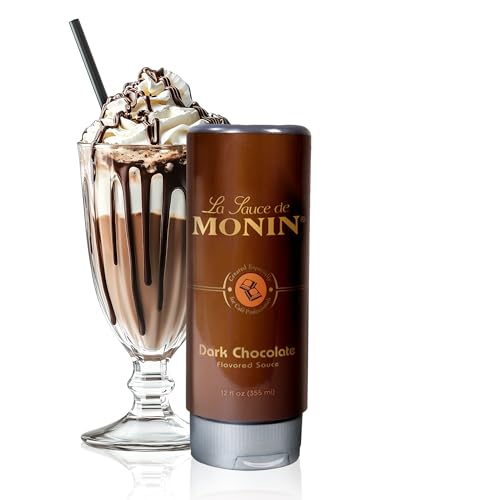 Monin - Gourmet Dark Chocolate Sauce, Velvety and Rich, Great for Desserts, Coffee, and Snacks, Gluten-Free, Non-GMO (12 Ounce)