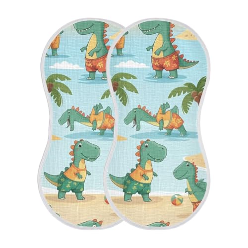 Muslin Burp Cloth for Baby 1PC Beach Dinosaurs Super Absorbent Burping Cloths, Bibs for Newborn Boys Girls2
