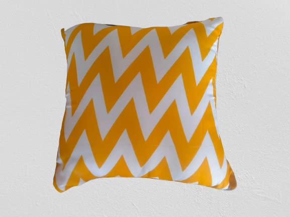 SKL PRO. Polyester Yellow Zig Zag Printed Cushion Cover (Set of 22_ 16x16 Inches)