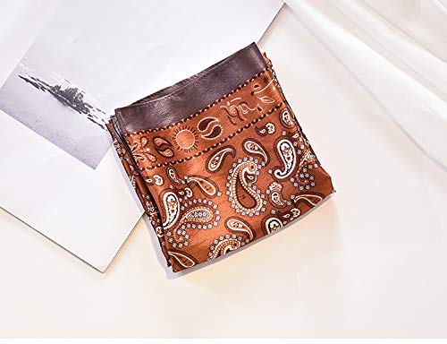 Meisee Pure Natural Mulberry Silk Scarfs Women Small Square Scarf 21" X 21" Breathable Lightweight Neckerchief Printed Headscarf (A30 Caramel Colour) #TOP2