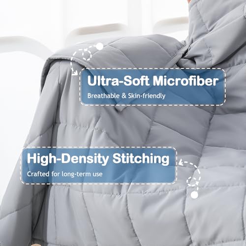 Kivik Weighted Blanket 5 lbs, Small Weighted Blanket 5 Pounds, Mini Heavy Blanket Thorw, Breathable Cooling & Warm Blankets, Machine Washable, 36x48 Inches Grey