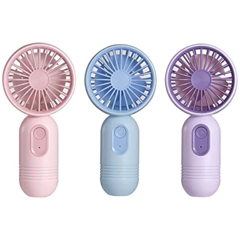 VanSmaGo [Portable Mini Fan 3-pack] Handheld Personal Small Fan with 3-speed for Travel, USB Rechargeable Battery Operated Eyelash Fan, Pink&Blue&Purple Cover