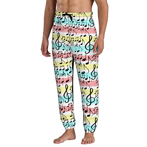 Zltegako Pantalones deportivos para hombre, pantalones deportivos casuales con bolsillos, pantalones deportivos transpirables para hombre, correr, entrenamiento, gimnasio, talla S, Notas musicales, XL