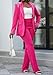 Tcremisa Womens Fashion Pants Suit 2 Piece Business Outfits Pearls Long Sleeve Blazer and Slim Fit Pants Sets Rose