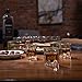 MyGift Shot Glass Serving Set Includes 12 Square Shot Glasses and Burnt Brown Wood Slotted Server Tray