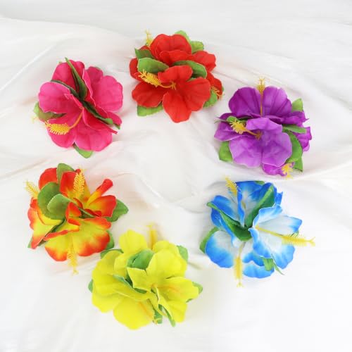 6 pinzas para cabello hawaianas con flores artificiales miniatura 3