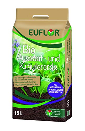 Euflor 15 L Bio Aussaat- und Kräutererde, feine Spezialerde für Aussaaten, Kräuter, Jungpflanzen und zur Stecklingsvermehrung Cover
