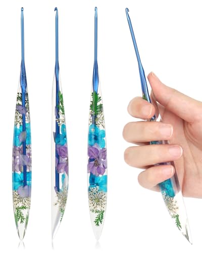 Image of Coopay Crochet Hooks, 2.5mm Ergonomic Crochet Hook with Floral Resin Grips, Stylish and Unique, Ideal for Crocheting Blankets, Dolls, Shawls, Hats, Scarves (C-2.5mm)