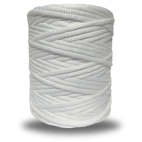 Fio Nautico 5mm Premium 500g 100% poliester Crochê Bolsas Macrame (Branco Off)