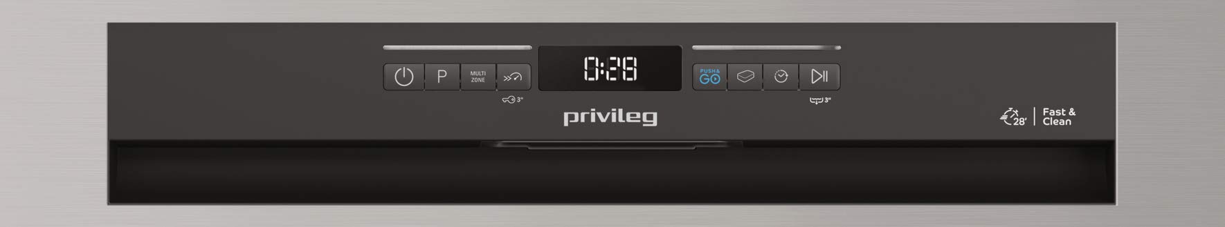 Privileg RBO 3T131 A F X Integrierbarer Geschirrspüler 60 cm 41 dB Fast&Clean 28' Auto Door Push&Go Intensivprogramm Startzeitvorwahl Vollwasserschutz