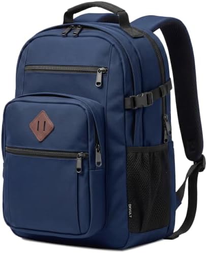 DKVULT Backpack for Men Women, Casual School Backpack for Teen Boys and Girls, Large Book Bag for College, Travel Laptop Carry on Backpack with Luggage Strap, Water Resistent Blue