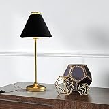 JC TOPA Mid Century Modern Table Lamp - Gold and Black Table Lamp, Dimmable Nightstand Lamp with Metal Barrel Shade E26 Bulb Included, Bedside Lamp for Bedroom Living Room