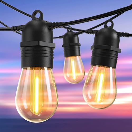 GlobaLinkOutdoor String Lights E14 S14 LED Garden IP65 Waterproof Festoon Outdoor Lights 2700k 15+1(Spare) Bulbs for Outside Patio Terrace Yard Wedding Party Decor- Connectable