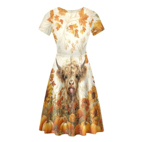 Image of Irisjudy T Shirt Dress for Women Short Sleeve Girls Short Sleeve Dress Plus Size, O Neck Knee Length Midi Dress for Ladies