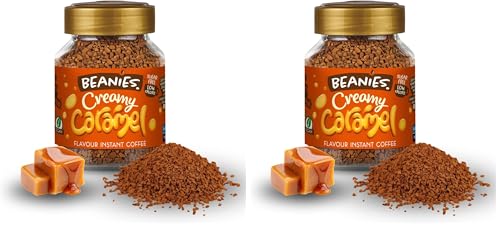 Image of Beanies Creamy Caramel Flavoured Instant Coffee | 50g | Freeze Dried Coffee with Smooth Caramel (Pack of 2)