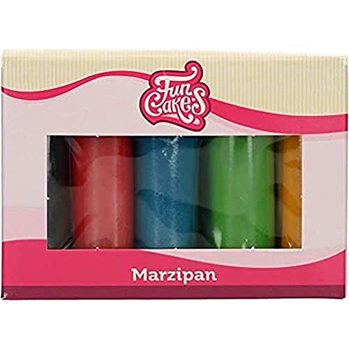 FunCakes Pâte d’amande Multipack Couleurs essentielle: in et ferme, parfait pour la décoration de gâteaux. Sans halal, casher et sans gluten. 5 couleurs:...