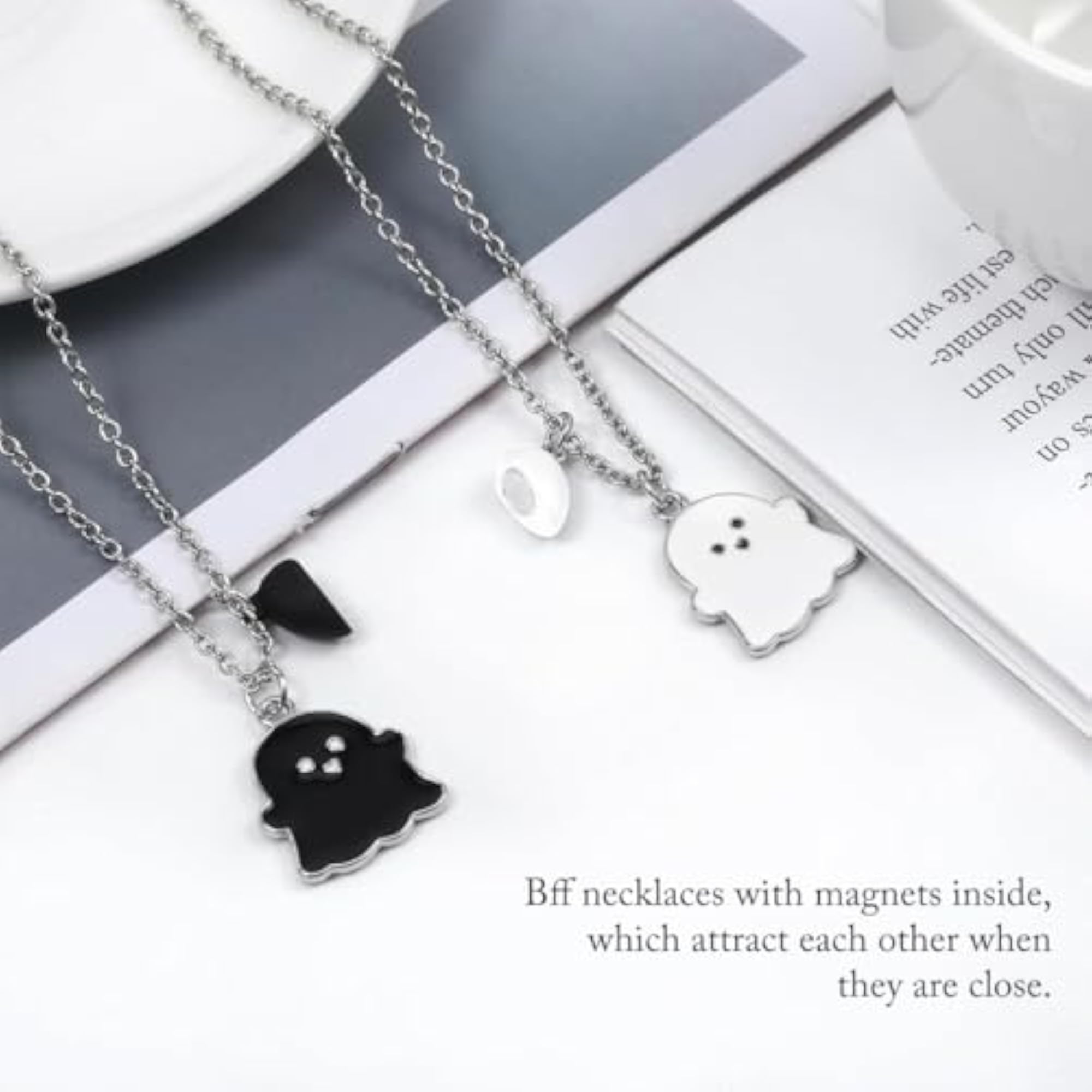 Friendship Couple Cartoon Ghost Necklace Set, Kawaii Charm