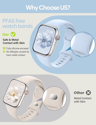 Image of Sport Silicone Band Compatible with Apple Watch Bands 40mm 38mm 41mm 44mm 45mm 42mm 49mm Women Men,Soft Wristband Waterproof Replacement Sport Strap for iWatch Bands Series 9 8 7 6 5 4 3 2 1 SE Ultra