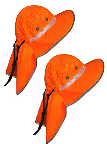 Image of Men High Visibility Sun Hat with Neck Flap Wide Brim Boonie Hat Bucket Cap Packable Adjustable