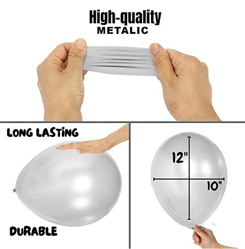 Image of Party Propz Silver Balloons for Decoration - 50Pcs Metallic Silver Balloons | Balloon for Birthday | Metallic Balloon for Decoration (Latex)