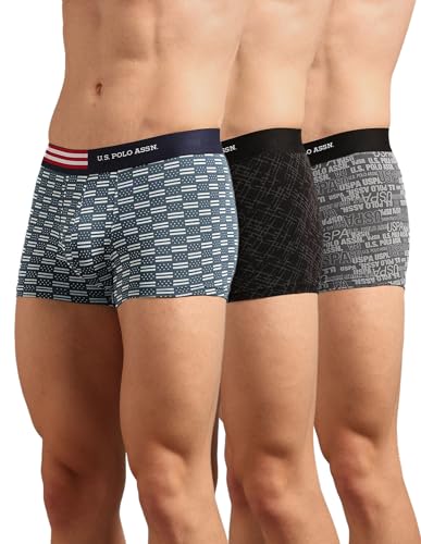 Image of U.S. Polo ASSN. Men's OET20 Printed Low Rise Underwear Trunks - Pack of 3