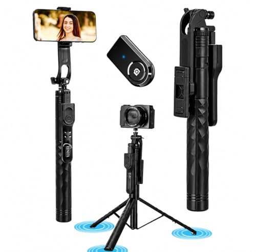 Image of EDNITA E28 Selfie Stick Tripod Long 69 inch with 360 Rotating Tripod Stand,Multifunctional Bluetooth Tripod Stand for Smartphones,Cameras,Perfect for Vlogging,Travel & Video & Support Two Phone Clamps