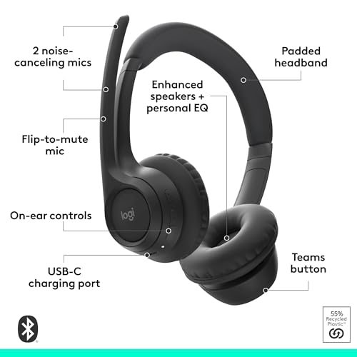 Image of Logitech Zone 305 for Business, Wireless Bluetooth Headset with Microphone, Native Bluetooth, for Microsoft Teams, Compatible with Windows, Mac, Chrome, Linux, iOS, iPadOS, Android